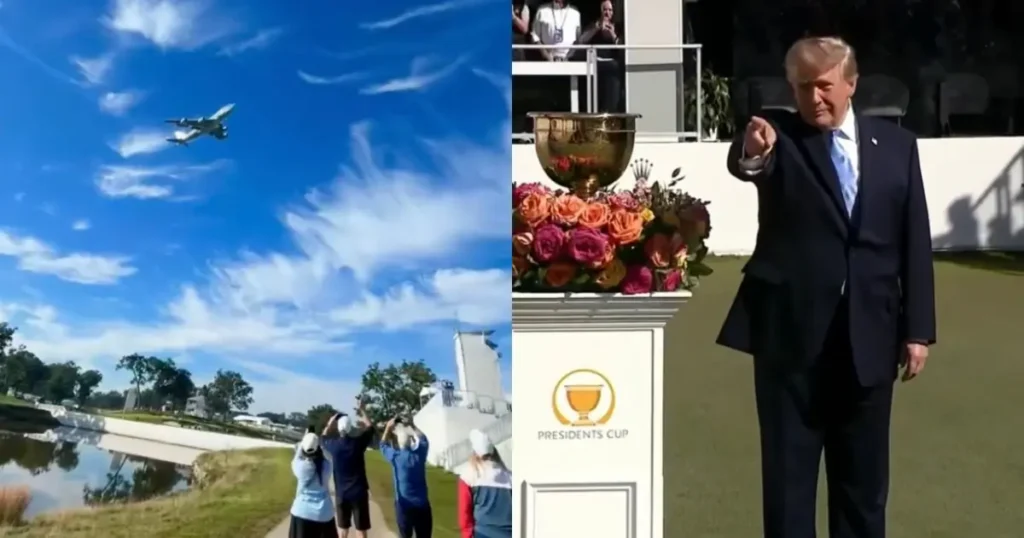 Trump Makes Air Force One Flyover at Chicago Golf Event