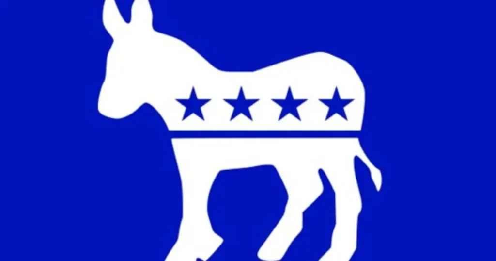 The image depicts the Democratic Party's donkey logo, which is a symbol of the party in the United States.
