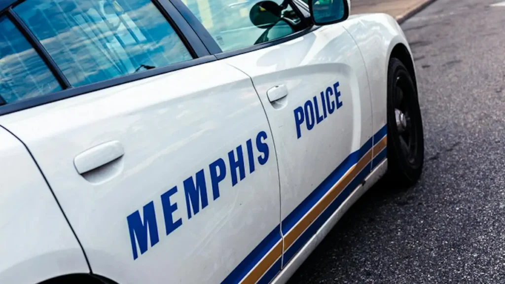 A Memphis Police Department vehicle is parked on the side of the road.