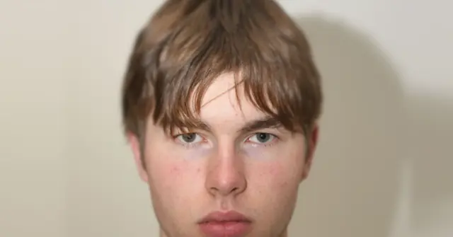 The image shows a close-up of a person with light brown hair and blue eyes, set against a plain background.