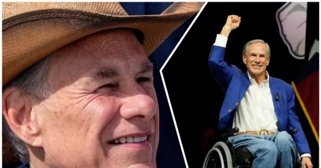 The image shows a man in a cowboy hat smiling on the left and another man in a wheelchair raising his fist in celebration on the right.