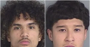 The image shows two individuals in mugshot-style photographs, likely taken for law enforcement purposes.