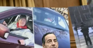 The news photo juxtaposes images of a young woman driving, a damaged building, and a man, possibly symbolizing the contrast between personal freedom and the aftermath of conflict or disaster.