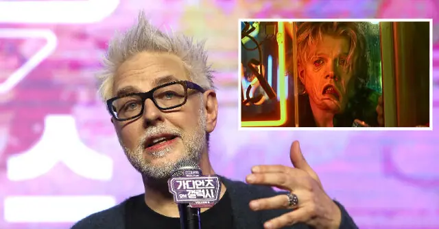 The image shows a person speaking into a microphone with a colorful background, alongside a smaller inset image of a character with a distressed expression.