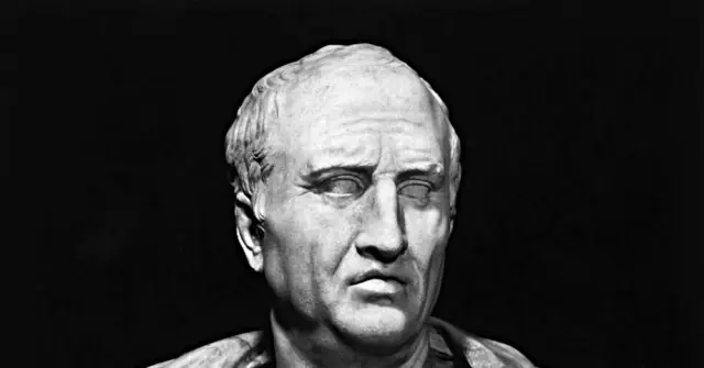 The image depicts a black-and-white bust of a historical figure, likely a significant political or military leader.